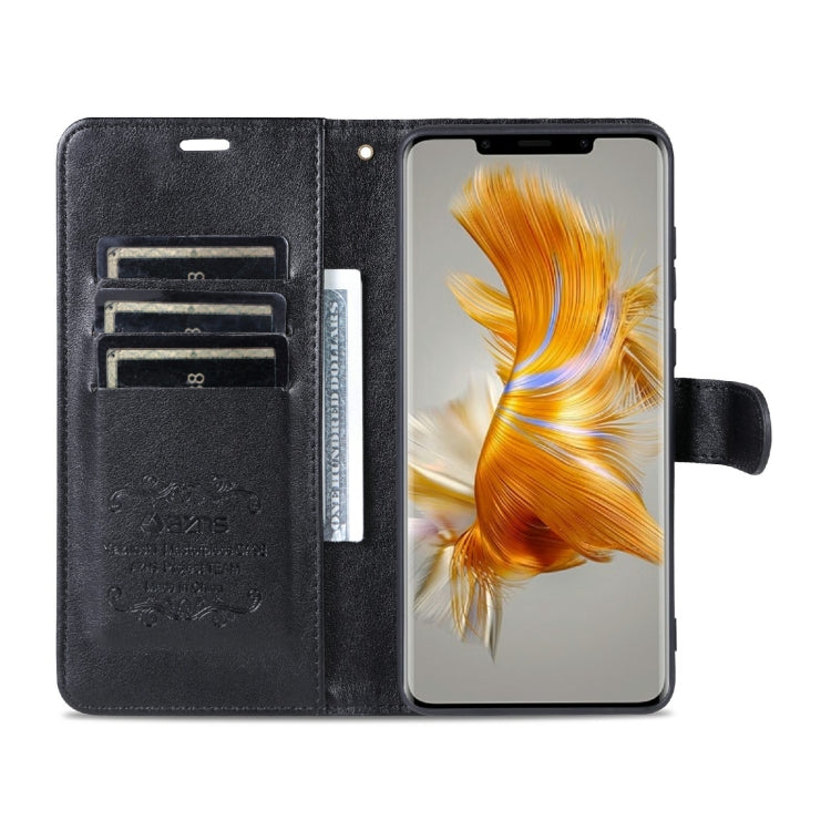 For Huawei Mate 50 Pro AZNS Sheepskin Texture Flip Leather Phone Case(Black) by AZNS