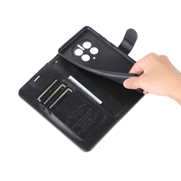 For Huawei Mate 50 Pro AZNS Sheepskin Texture Flip Leather Phone Case(Black) by AZNS