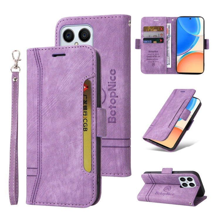For Honor X8 5G / X6 BETOPNICE Dual-side Buckle Leather Phone Case(Purple) by BETOPNICE