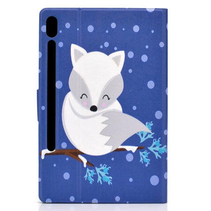 For Galaxy Tab S6 T860 Electric Pressed Left Right Flat Feather Case with Sleep Function Pen Cover & Card Slot & Holder(Arctic Fox) by bashfashion