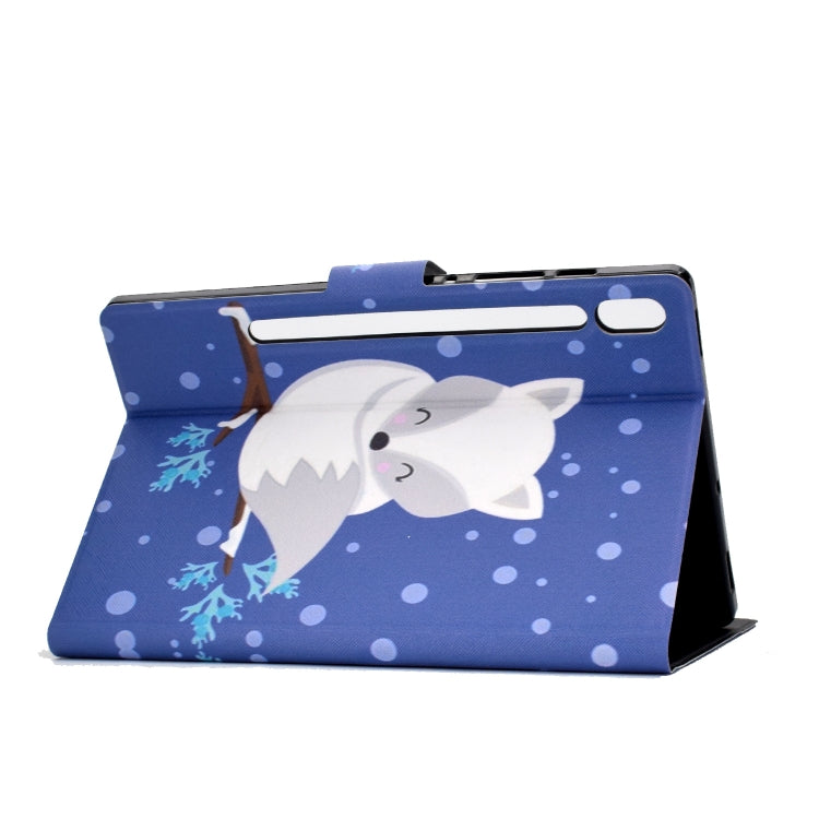 For Galaxy Tab S6 T860 Electric Pressed Left Right Flat Feather Case with Sleep Function Pen Cover & Card Slot & Holder(Arctic Fox) by bashfashion