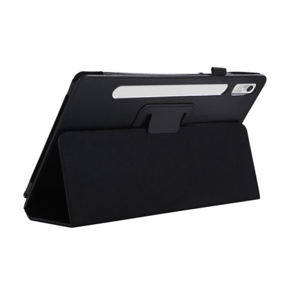 For Lenovo Tab P11 Pro Gen 2 Litchi Texture Leather Tablet Case with Holder(Black) by bashfashion