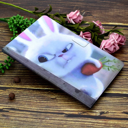 Electric Horizontal Flat Painted Leather Case with Pen Cover & Card Slot & Holder(White Rabbit) by bashfashion