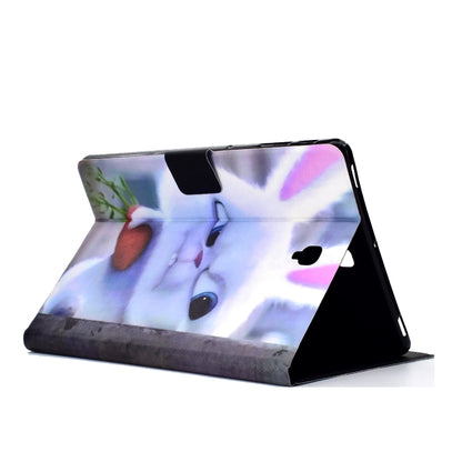 Electric Horizontal Flat Painted Leather Case with Pen Cover & Card Slot & Holder(White Rabbit) by bashfashion