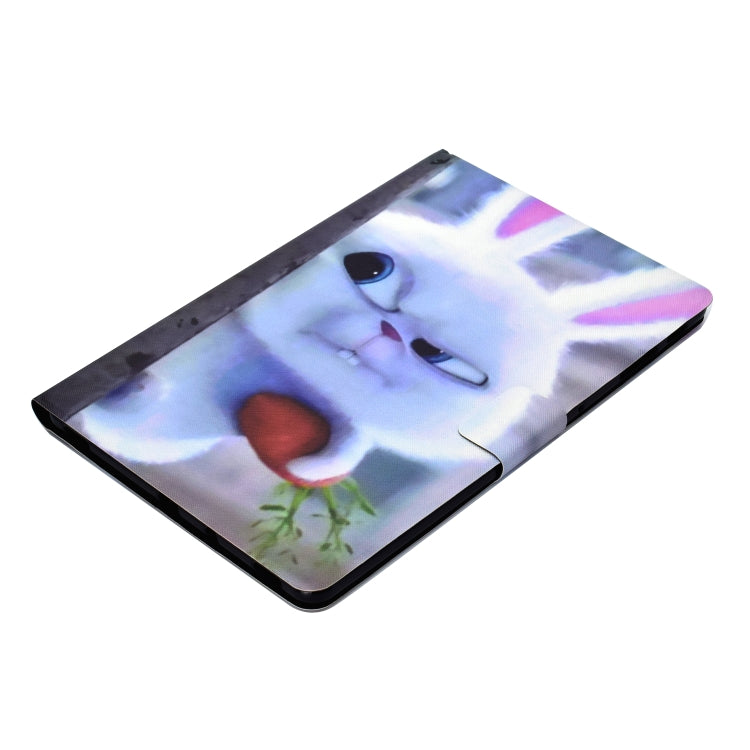 Electric Horizontal Flat Painted Leather Case with Pen Cover & Card Slot & Holder(White Rabbit) by bashfashion