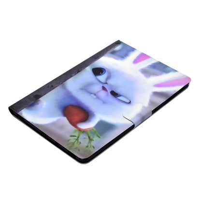 Electric Horizontal Flat Painted Leather Case with Pen Cover & Card Slot & Holder(White Rabbit) by bashfashion