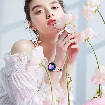 For Samsung Galaxy Watch 5 40mm / 44mm Vertical Grain Printing Silicone Watch Band(Pink Leopard Print) by bashfashion