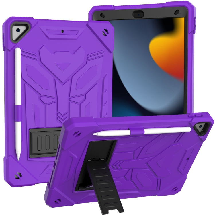 For iPad 10.2 2019/2020/2021 Bumblebee Silicone+PC Shockproof Tablet Case with Holder(Purple) by bashfashion