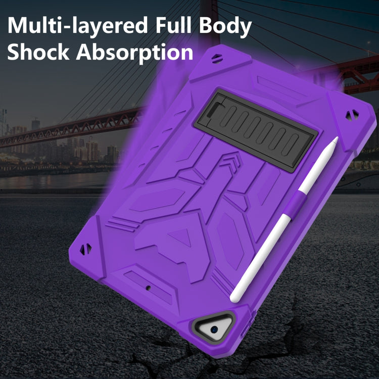 For iPad 10.2 2019/2020/2021 Bumblebee Silicone+PC Shockproof Tablet Case with Holder(Purple) by bashfashion