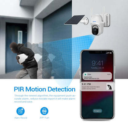 ESCAM QF103 3MP Cloud Storage PT WIFI PIR Alarm IP Camera with Solar Panel Battery Support Full Color Night Vision & Two Way Audio by ESCAM