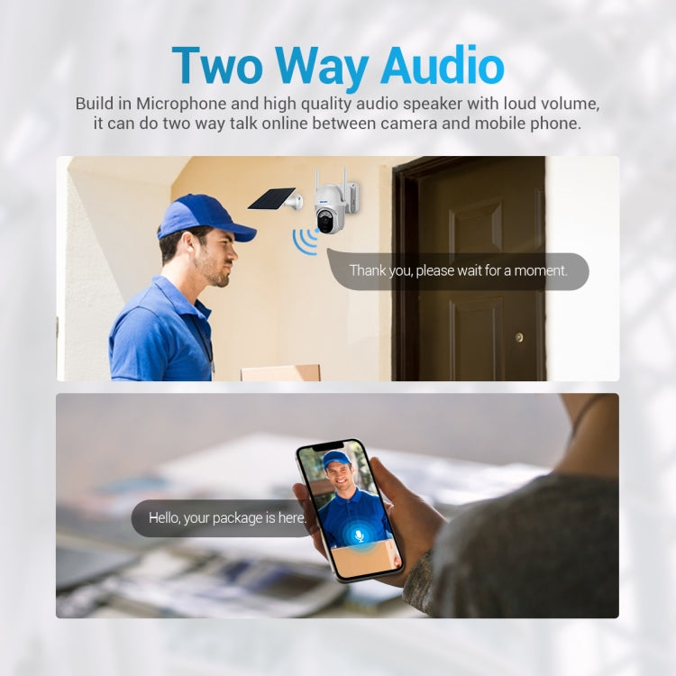 ESCAM QF103 3MP Cloud Storage PT WIFI PIR Alarm IP Camera with Solar Panel Battery Support Full Color Night Vision & Two Way Audio by ESCAM