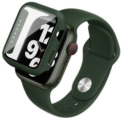 For Apple Watch SE 2022 40mm imak Silicone Watch Band PC Frame with Tempered Glass Film(Black) by bashfashion