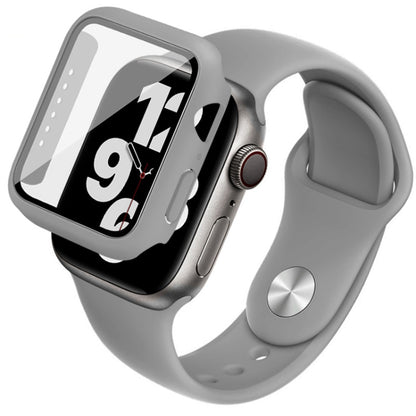 For Apple Watch SE 2022 40mm imak Silicone Watch Band PC Frame with Tempered Glass Film(Grey) by bashfashion