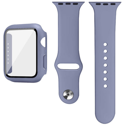 For Apple Watch SE 2022 40mm imak Silicone Watch Band PC Frame with Tempered Glass Film(Navy Blue) by bashfashion