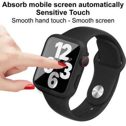 For Apple Watch SE 2022 40mm imak Silicone Watch Band PC Frame with Tempered Glass Film(Navy Blue) by bashfashion