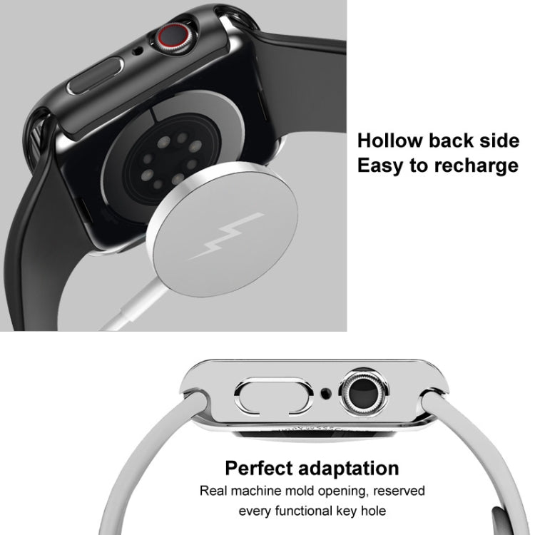 For Apple Watch SE 2022 40mm imak Silicone Watch Band PC Frame with Tempered Glass Film(Grey) by bashfashion