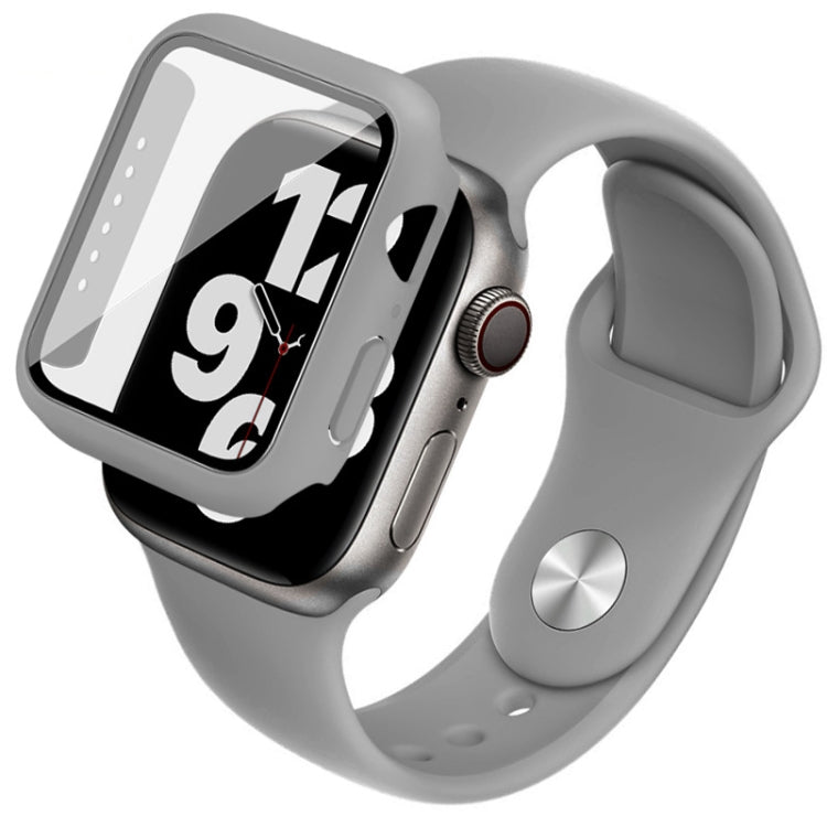 For Apple Watch SE 2022 44mm imak Silicone Watch Band PC Frame with Tempered Glass Film(Grey) by bashfashion