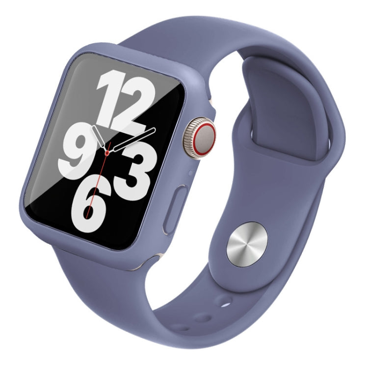 For Apple Watch SE 2022 44mm imak Silicone Watch Band PC Frame with Tempered Glass Film(Navy Blue) by bashfashion