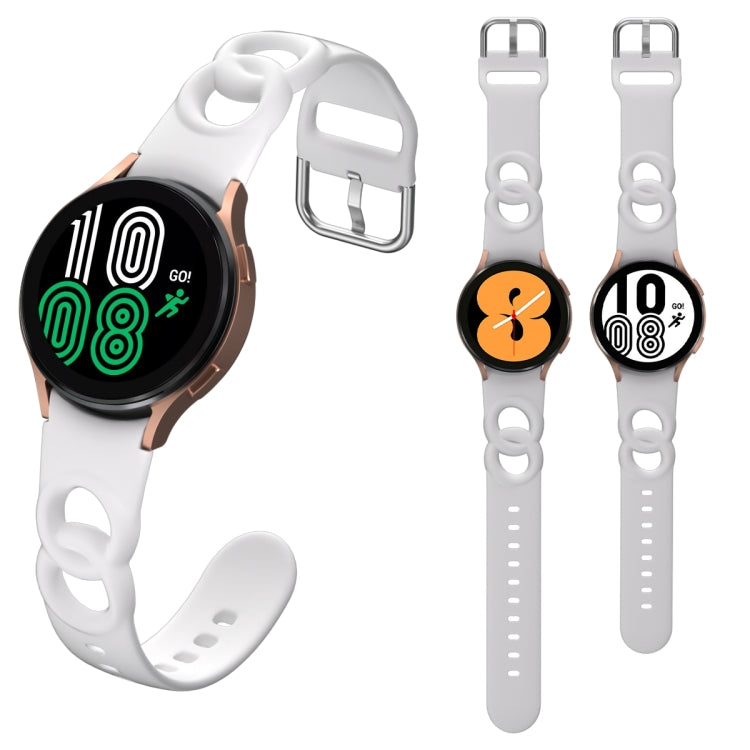 For Samsung Galaxy Watch 5 Pro 45mm Hollowed Double Loop Silicone Watch Band(White) by bashfashion