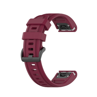 For Garmin Fenix 6S 20mm Quick Release Official Texture Wrist Strap Watchband with Plastic Button(Wine Red) by bashfashion