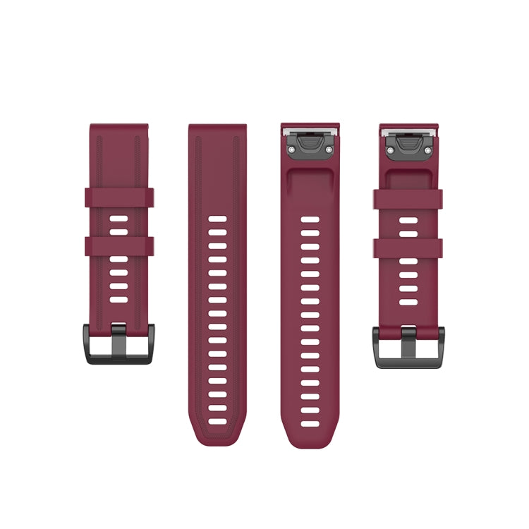 For Garmin Fenix 6S 20mm Quick Release Official Texture Wrist Strap Watchband with Plastic Button(Wine Red) by bashfashion