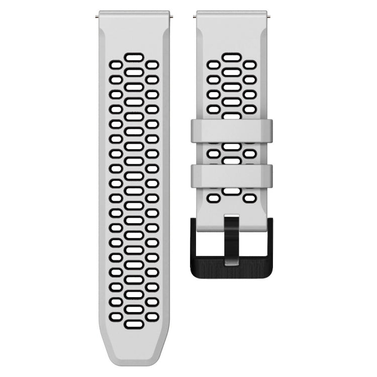 For Suunto 7 Three Rows Holes Silicone Watch Band(White Black) by bashfashion