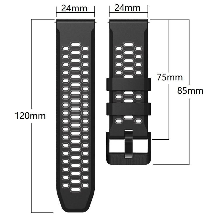For Suunto 7 Three Rows Holes Silicone Watch Band(White Black) by bashfashion