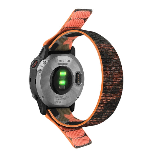 For Garmin Fenix 7 Hook And Loop Fastener Nylon Watch Band(Orange Camouflage) by bashfashion