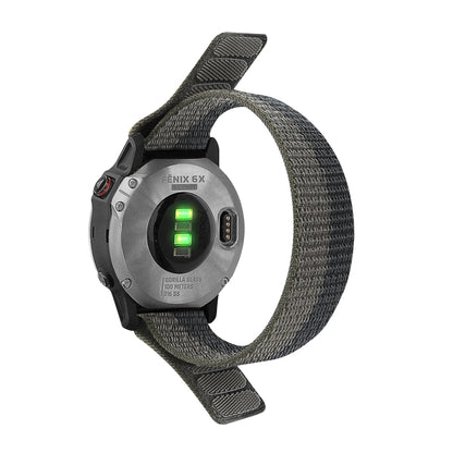 For Garmin Fenix 7 Hook And Loop Fastener Nylon Watch Band(Black Grey) by bashfashion