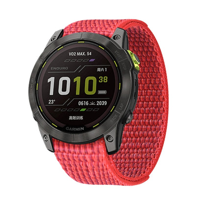 For Garmin Fenix 7 Hook And Loop Fastener Nylon Watch Band(Red) by bashfashion