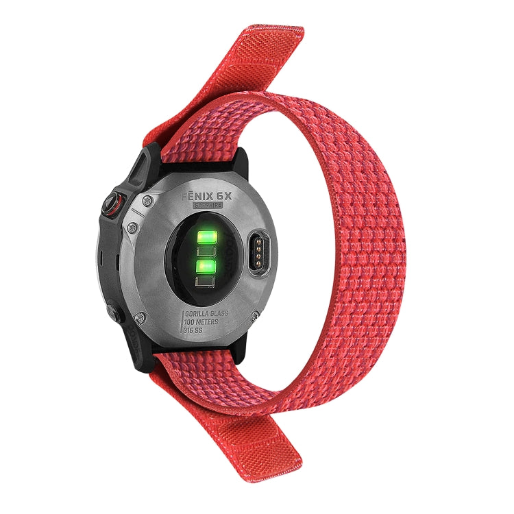 For Garmin Fenix 7 Hook And Loop Fastener Nylon Watch Band(Red) by bashfashion