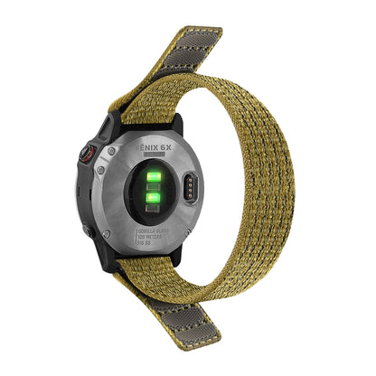 For Garmin Fenix 7 Hook And Loop Fastener Nylon Watch Band(Yellow Green) by bashfashion