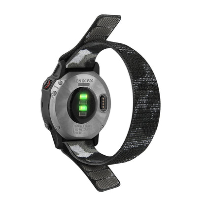For Garmin Fenix 7 Hook And Loop Fastener Nylon Watch Band(Grey Camouflage) by bashfashion