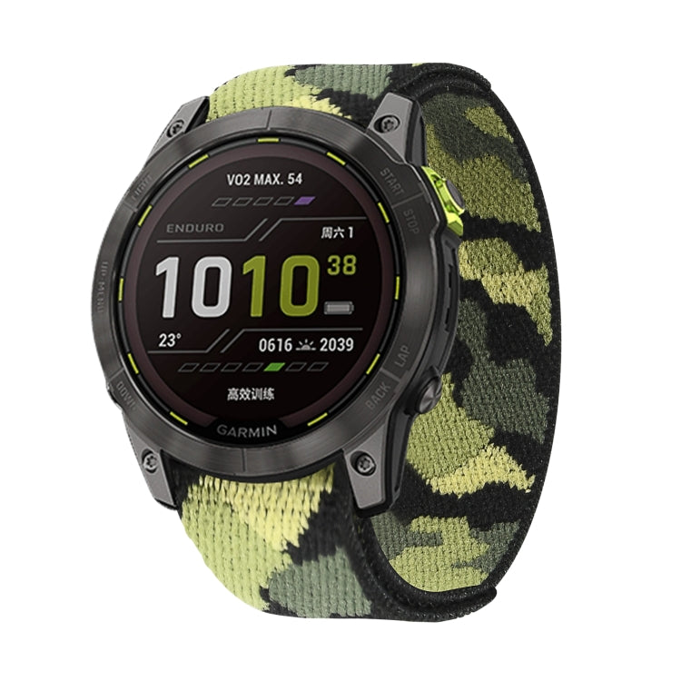 For Garmin Fenix 7 Hook And Loop Fastener Nylon Watch Band(Camouflage Green) by bashfashion