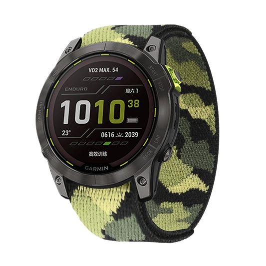 For Garmin Fenix 7 Hook And Loop Fastener Nylon Watch Band(Camouflage Green) by bashfashion