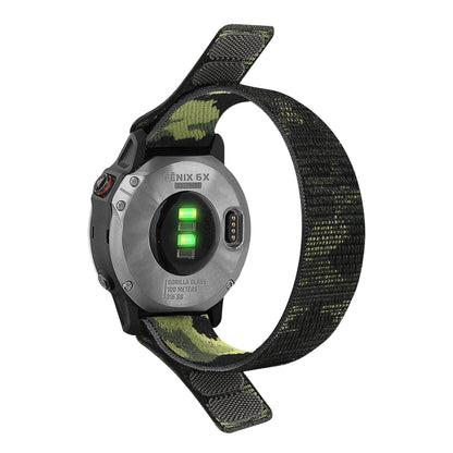 For Garmin Fenix 7 Hook And Loop Fastener Nylon Watch Band(Camouflage Green) by bashfashion