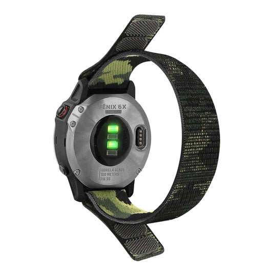 For Garmin Fenix 7 Hook And Loop Fastener Nylon Watch Band(Camouflage Green) by bashfashion