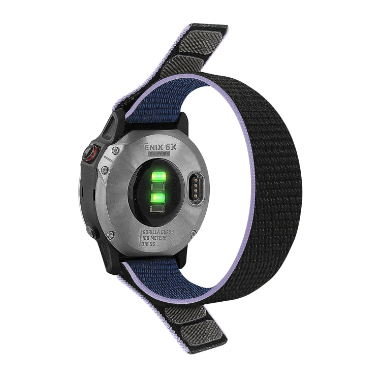For Garmin Fenix 7 Hook And Loop Fastener Nylon Watch Band(Midnight Blue) by bashfashion
