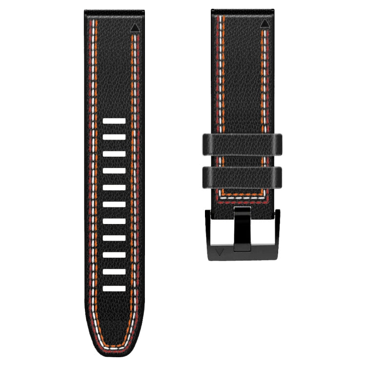 For Garmin Fenix 7 Tricolor Stitching Silicone Leather Watch Band(Black) by bashfashion
