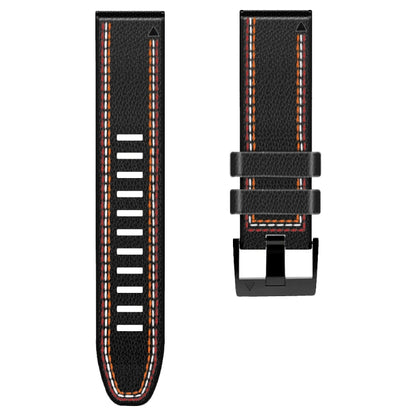 For Garmin Fenix 7 Tricolor Stitching Silicone Leather Watch Band(Black) by bashfashion