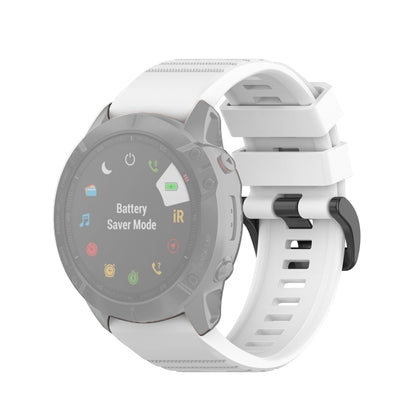 For Garmin Fenix 6X 26mm Quick Release Official Texture Wrist Strap Watchband with Plastic Button(White) by bashfashion