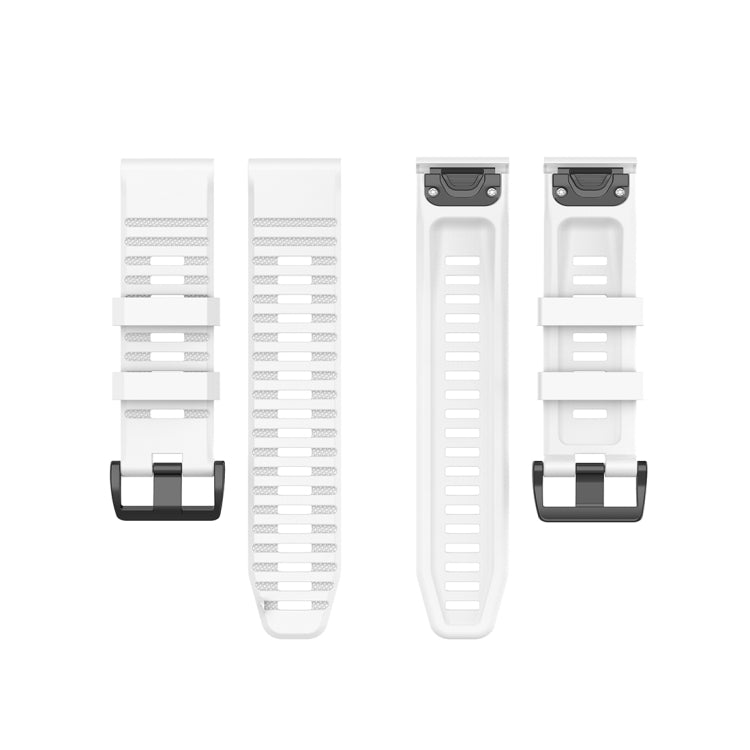 For Garmin Fenix 6X 26mm Quick Release Official Texture Wrist Strap Watchband with Plastic Button(White) by bashfashion
