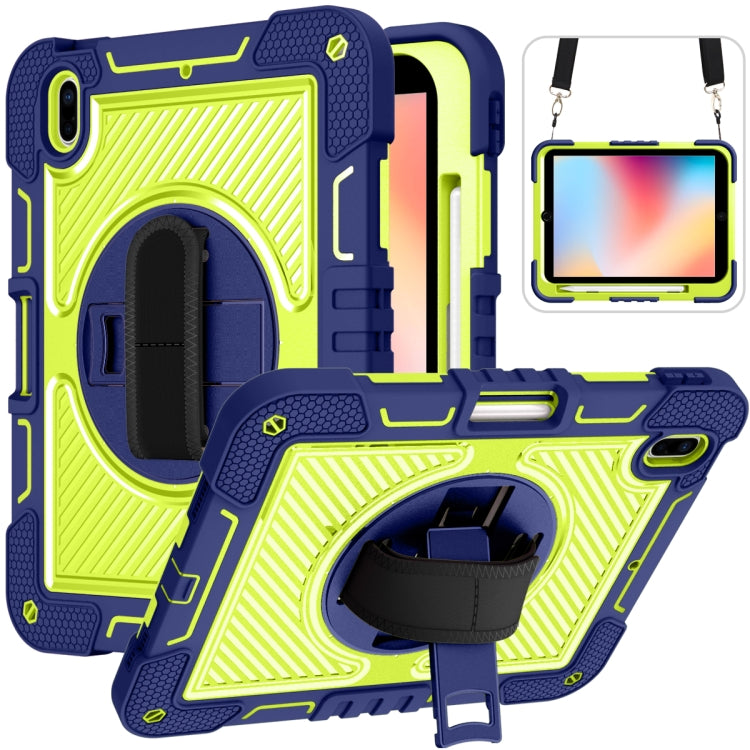 For iPad 2025 / 2022 360 Degree Rotation Shockproof Silicone + PC Tablet Case(Navy+Yellow Green) by bashfashion