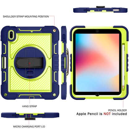 For iPad 2025 / 2022 360 Degree Rotation Shockproof Silicone + PC Tablet Case(Navy+Yellow Green) by bashfashion
