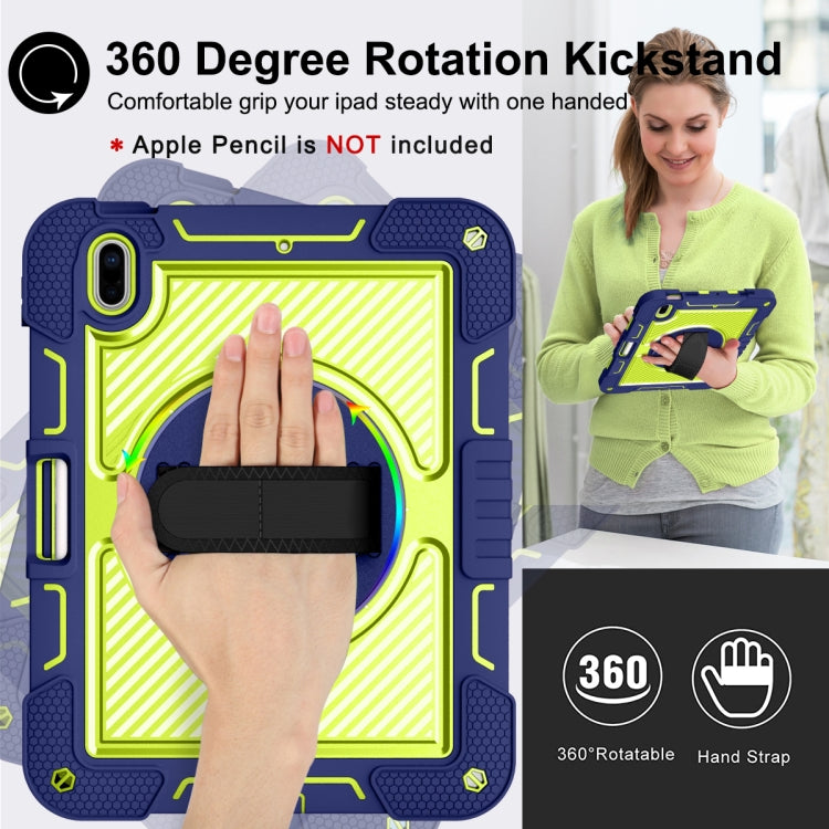 For iPad 2025 / 2022 360 Degree Rotation Shockproof Silicone + PC Tablet Case(Navy+Yellow Green) by bashfashion
