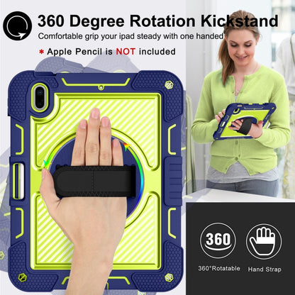 For iPad 2025 / 2022 360 Degree Rotation Shockproof Silicone + PC Tablet Case(Navy+Yellow Green) by bashfashion