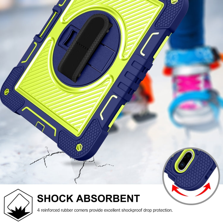 For iPad 2025 / 2022 360 Degree Rotation Shockproof Silicone + PC Tablet Case(Navy+Yellow Green) by bashfashion