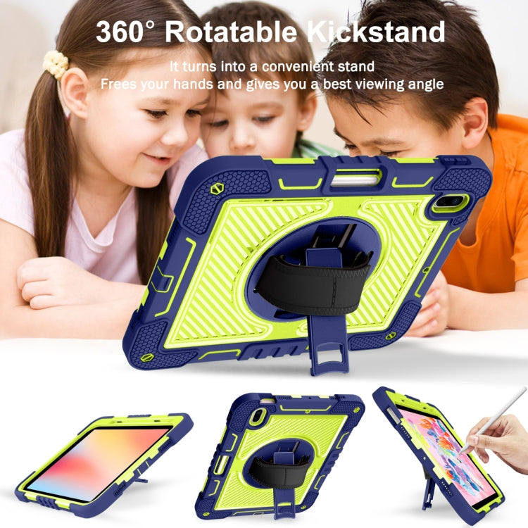 For iPad 2025 / 2022 360 Degree Rotation Shockproof Silicone + PC Tablet Case(Navy+Yellow Green) by bashfashion