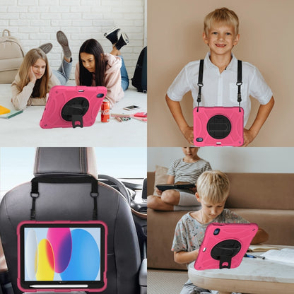 For iPad 10th 10.9 2022 Rotary Grab Silicone And PC Tablet Case(Rose Red) by bashfashion