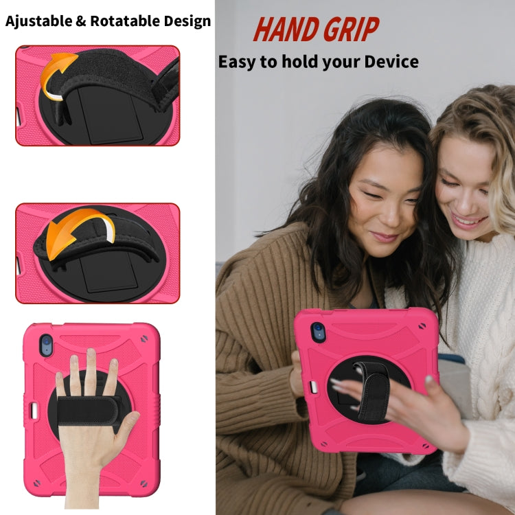 For iPad 10th 10.9 2022 Rotary Grab Silicone And PC Tablet Case(Rose Red) by bashfashion